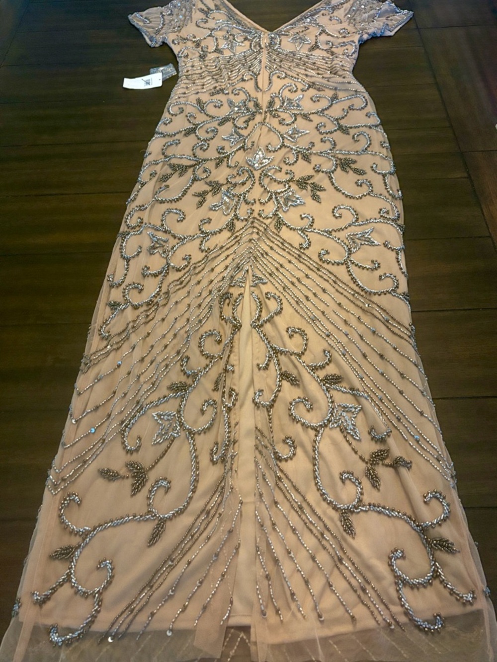 Pisarro Nights Beige Beaded Evening Gown - Picture 10 of 12